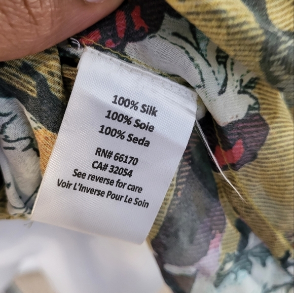 Hemant & Nandita Keystone Silk Blouse Sheer Floral Print Feminine Peplum(L) - Picture 13 of 14